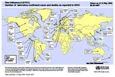 Weltweite Verbreitung Influenza Grippe Pandemie Schweinegrippe A/H1N1